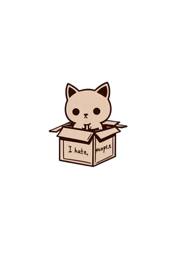 TShirt Design: Cute Cat in Box with 'I Hate People'