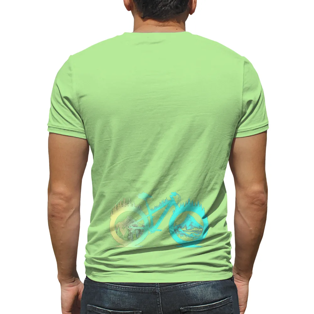 Tee Shirt Printing: Mountain Bike Adventure - Nature's Harmony|crystal lake tee shirt