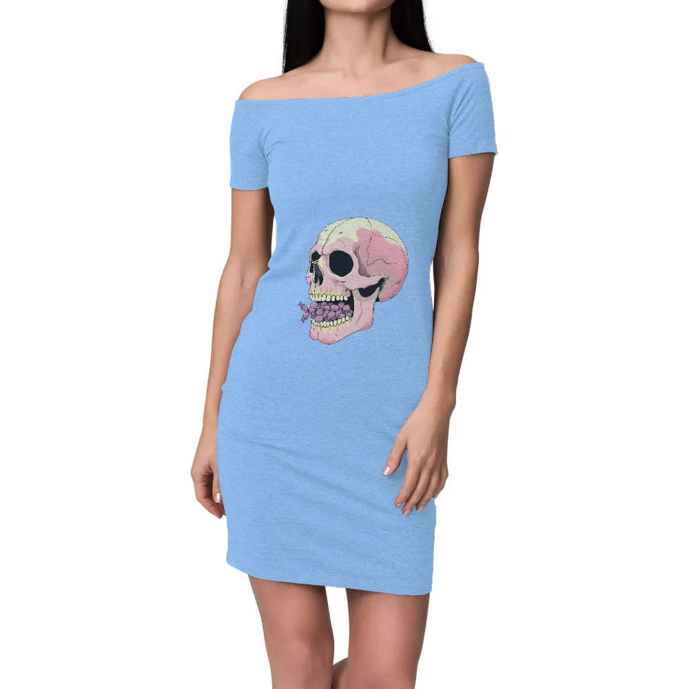 Customized Tee Shirts: Whimsical Skull with Candy - Artistic Design|t shirt roblox aesthetic pink