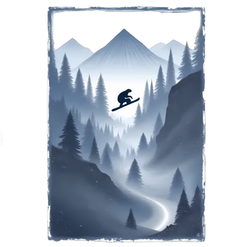 Custom Tee Shirts: Snowboarding Adventure in the Mountains