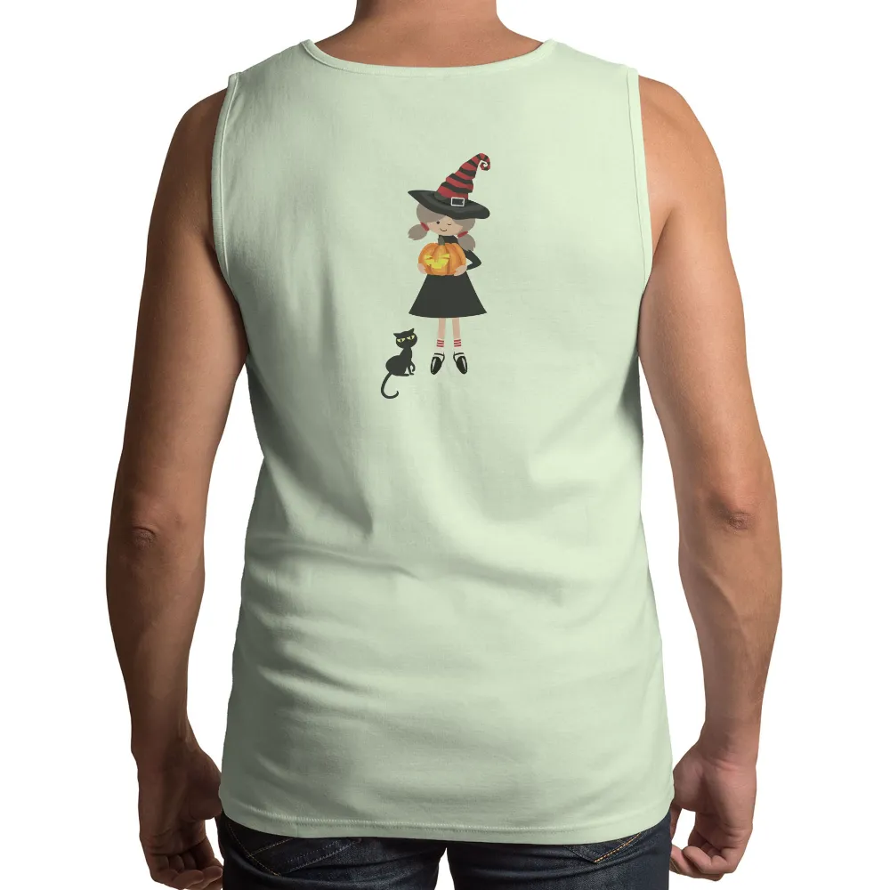 TShirt Design: Halloween Witch with Pumpkin and Black Cat|vineyard vines halloween shirt 2022