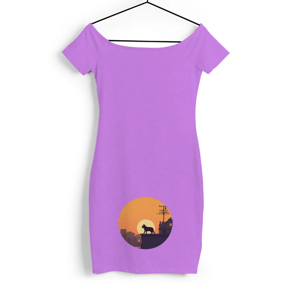 TShirt Design: Cat Silhouette at Sunset - Urban Tranquility|cat valentines day shirt