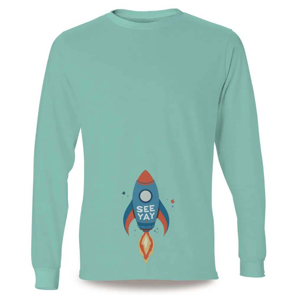 TShirt Design: Blast Off with SEE YAY Rocket|space invaders dress shirt