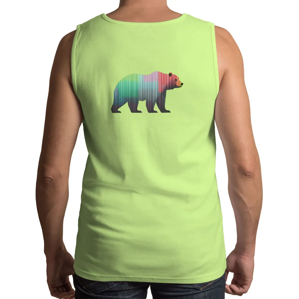 Vibrant Bear Silhouette Print: Blending Nature with Modern Art|mama bear rainbow shirt