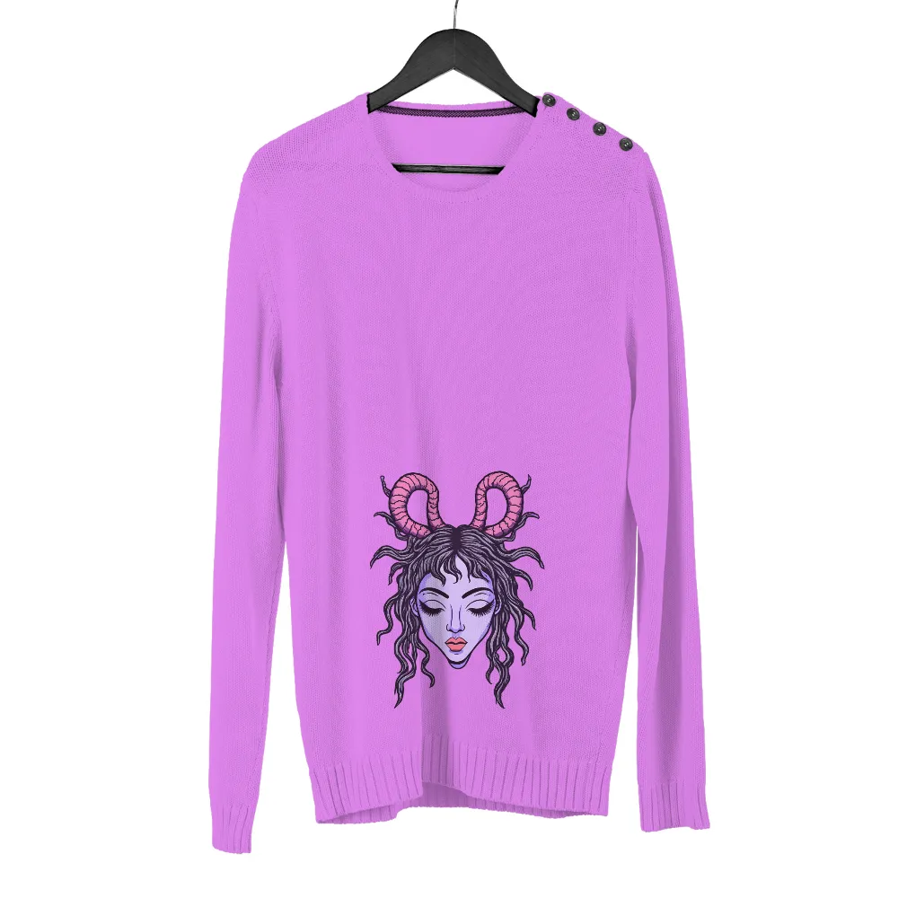 Mystical Figure with Spiral Horns: Unleash Your Inner Fantasy|final fantasy xiv bahamut calamity unbound long sleeve t shi