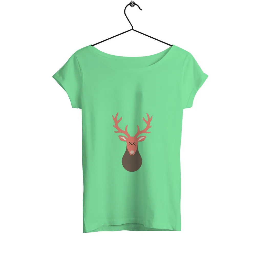 Tee Shirts Printed: Dreamlike Deer in Coral Gradient|forest doraemon t shirt