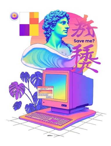 Tee Shirts Printed: Retro Cyberpunk Apollo - Save Me?