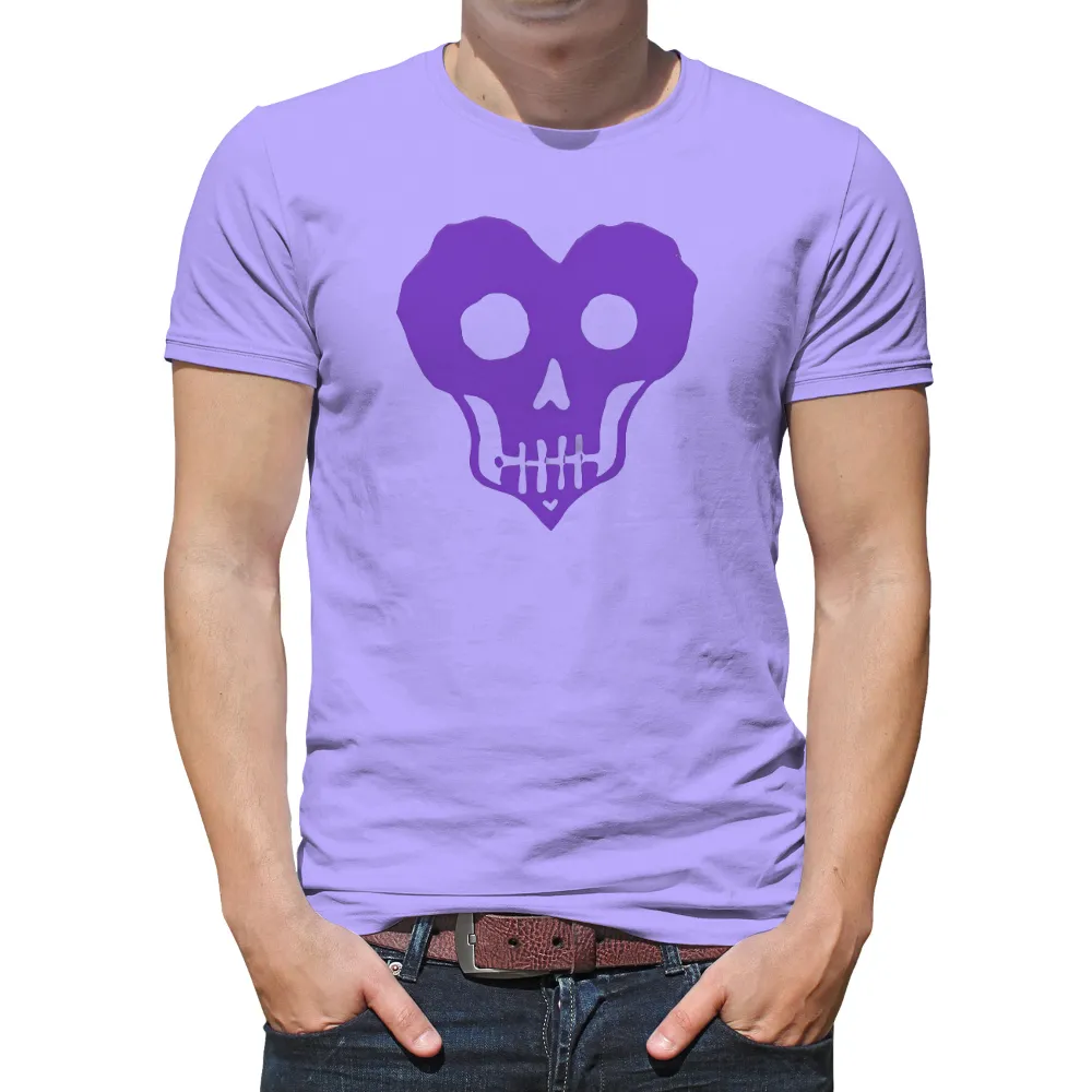 T-Shirts Pattern: Heart Skull in Purple - Artistic Love Design| Edgy and romantic design