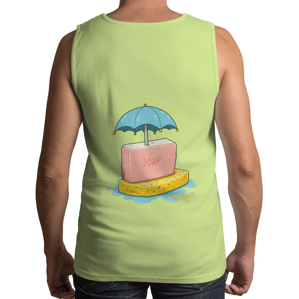 Shirts Graphic Tees: Whimsical Soap Bar with Umbrella - Funny & Quirky Design|stafford men's regular fit easy care stretch dress shirt