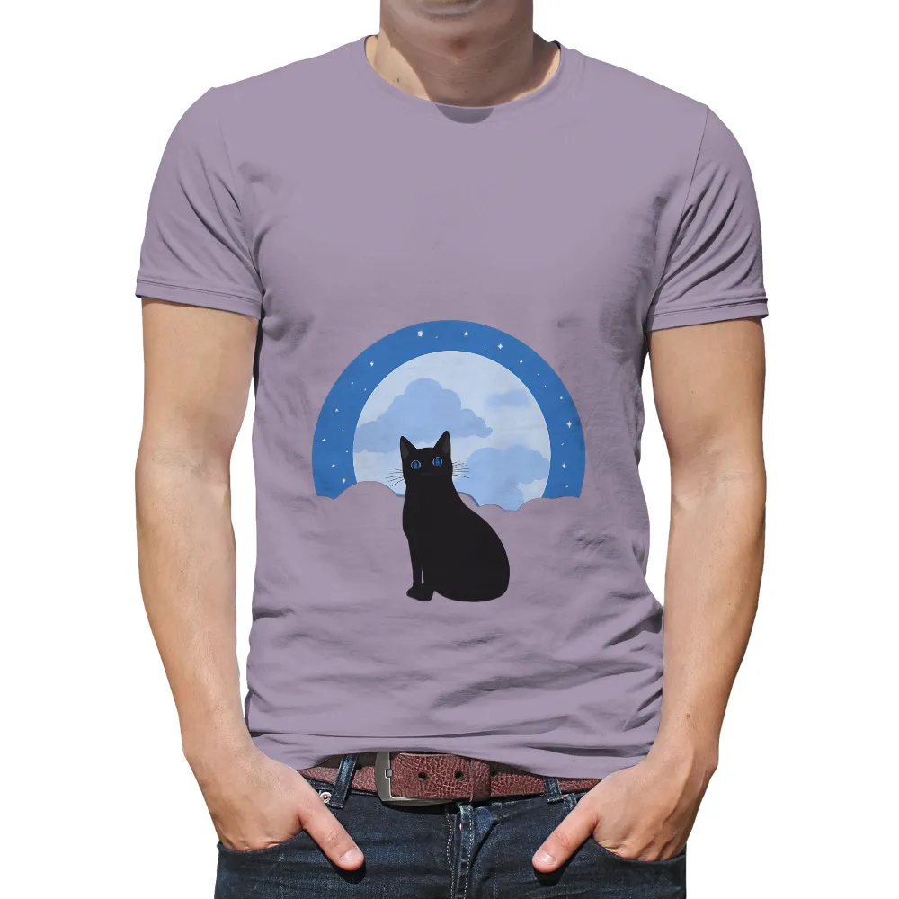 Custom T-Shirt Printing: Black Cat Under the Moonlight|dallas stars reddit