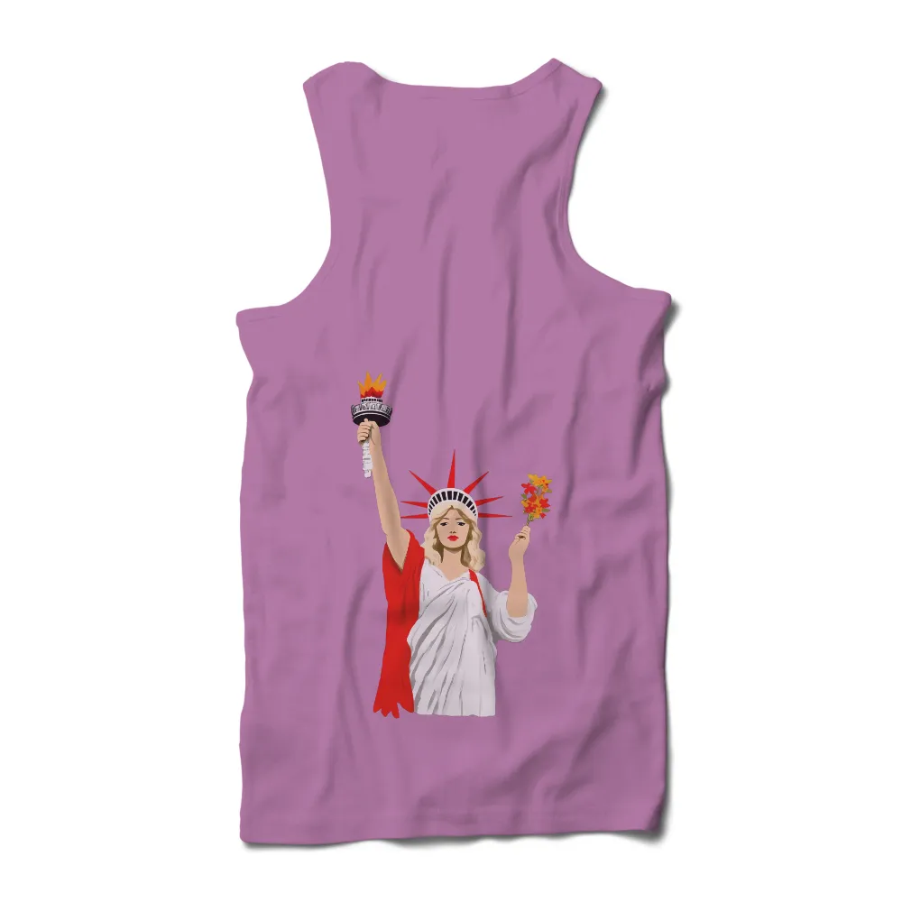 Tee Shirts Printed: Modern Artistic Statue of Liberty with Flowers|enes kanter freedom t shirt