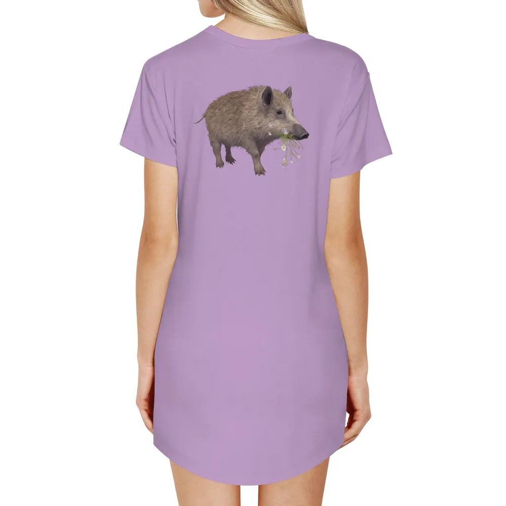 Wild Boar with White Flowers - Shirts Graphic Tees|harmony day t shirts best and less