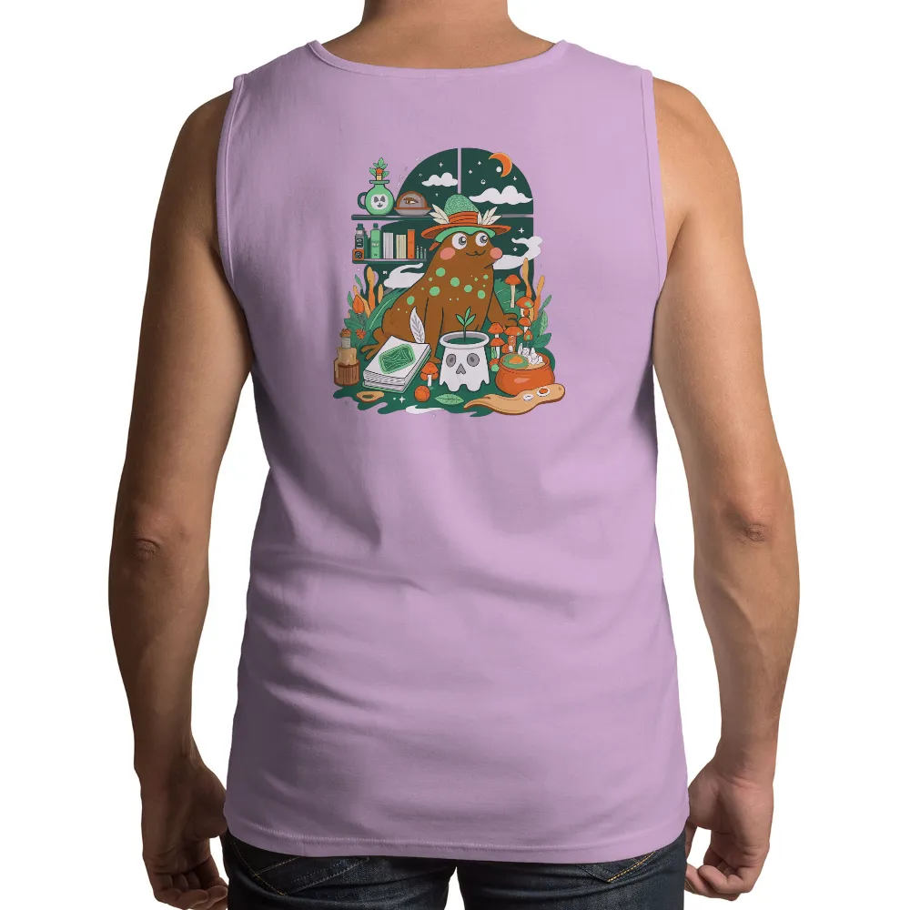 T-Shirts Custom: Whimsical Magical Garden with Fungi| charming hat with leaves