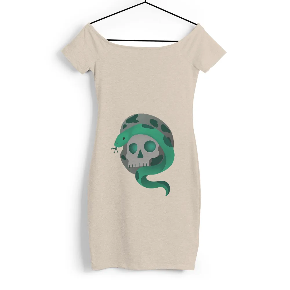 Shirts Graphic Tees: Skull and Snake - Mystery and Transformation| Green snake wrapping around a skull