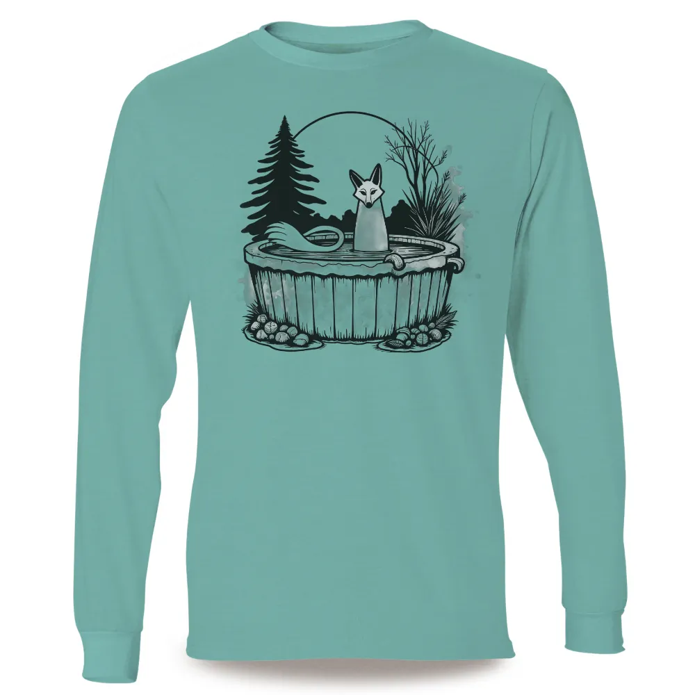 T-Shirts Pattern: Fox in a Hot Spring - Artistic Design|forest doraemon t shirt