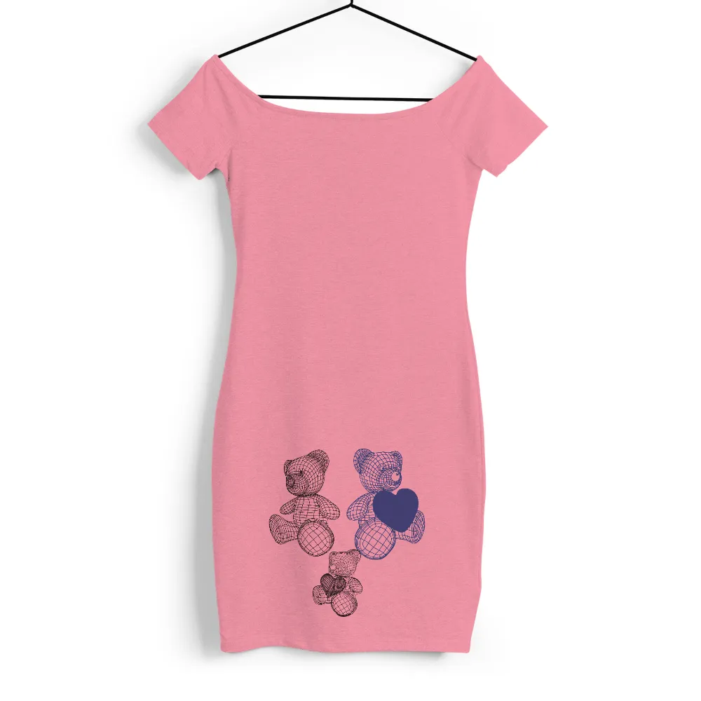 Tee Shirt Printing: Blue Wireframe Teddy Bear with Heart - Love in the Digital Age|valentines love shirt