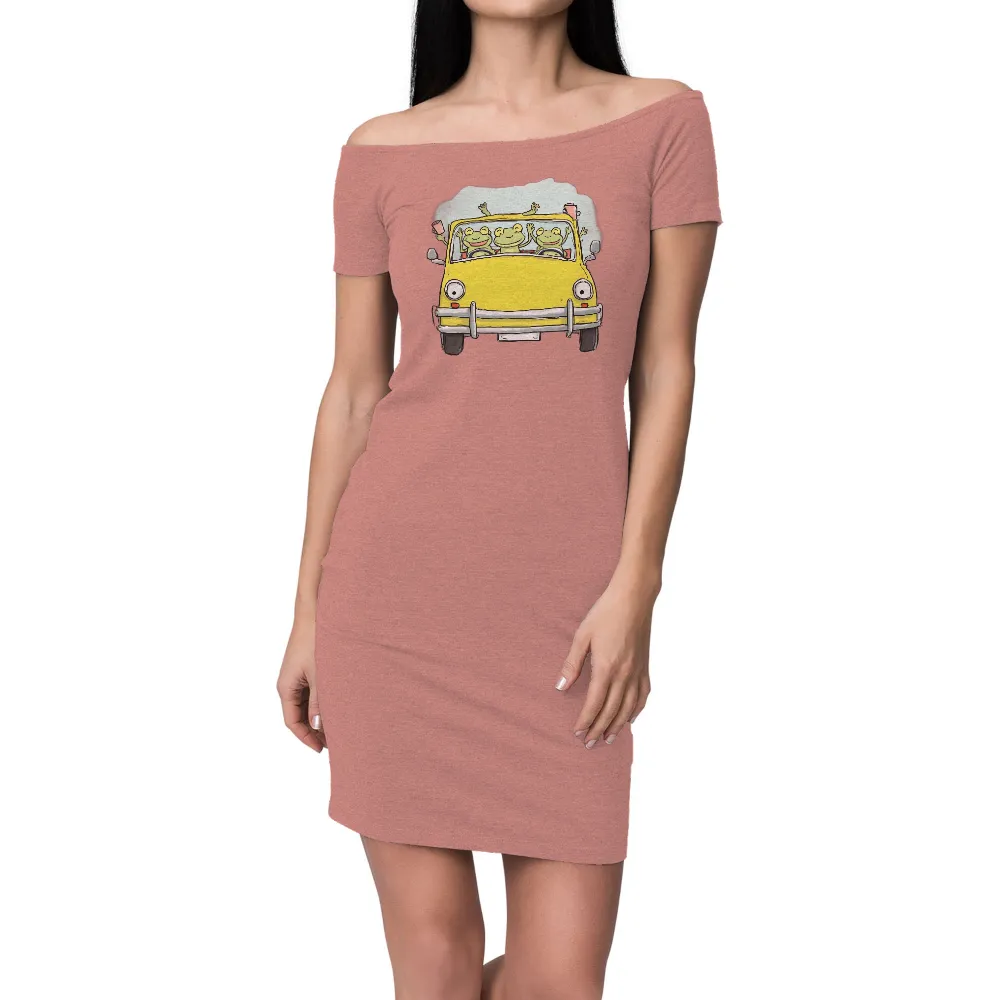 Tee Shirt Printing: Frogs' Adventure in a Yellow Car|coffee and camping shirt