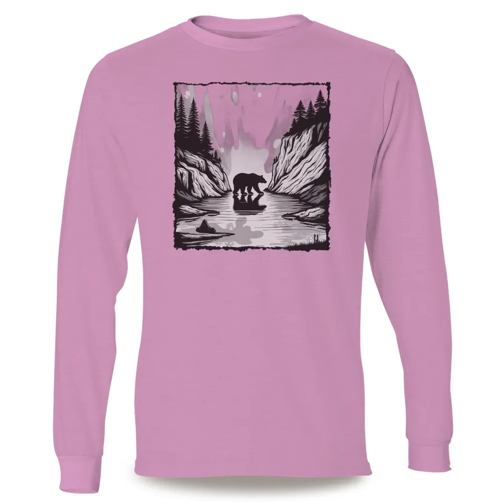 Custom T-Shirt Printing: Luna's Reflection - Artistic Nature Design|winter bear shirt