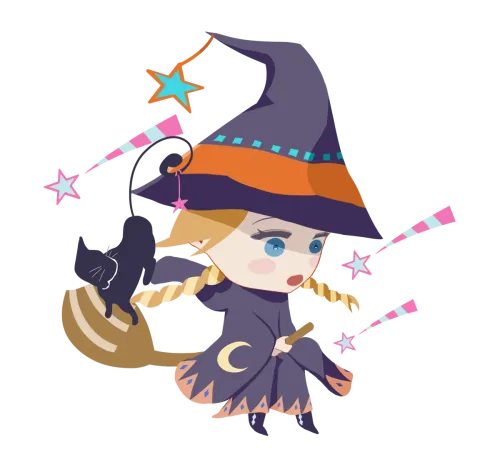 Tee Shirt Printing: Magical Witch with Colorful Stars