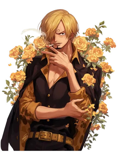 Sanji surrounded by yellow roses - one piece sanji shirt