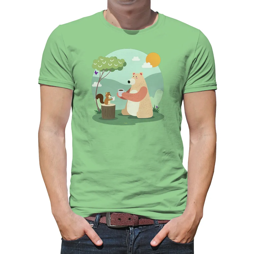 TShirt Printing: Morning Coffee with Friends - Nature's Harmony|trippy bear shirt