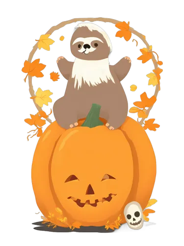 Graphic Tees: Whimsical Sloth on Festive Pumpkin