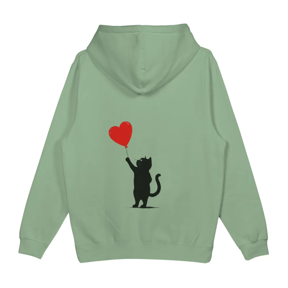 TShirt Printing: Black Cat with Heart Balloon - Love and Joy|unlimited love t shirt rhcp