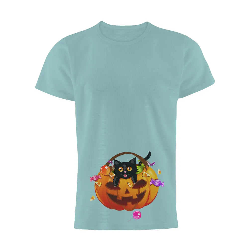 T-Shirts Pattern: Black Cat in a Pumpkin - Halloween Fun|bellelement halloween shirts