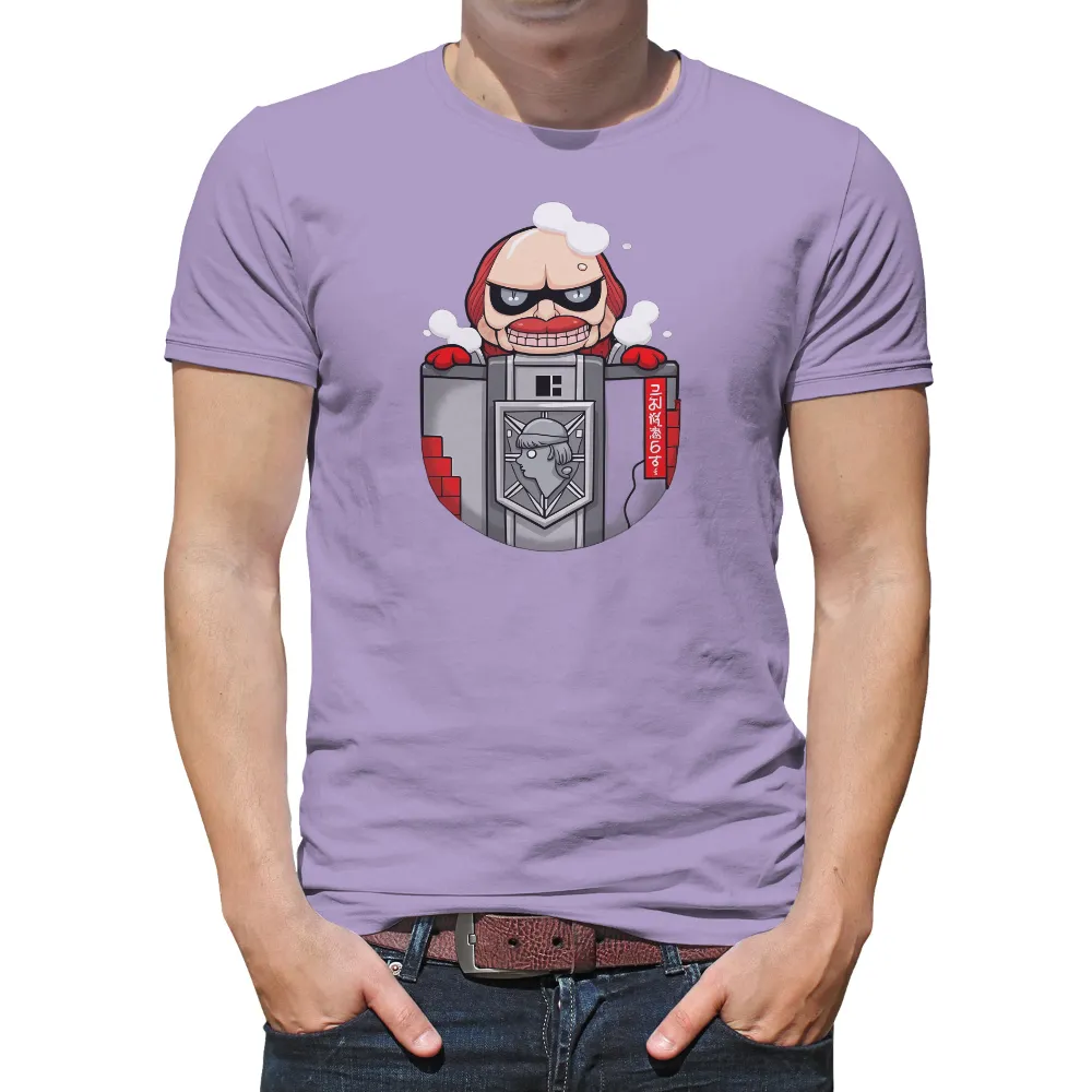 T-Shirt Printing: Pop Culture Anime Character with Shield| menacing grin