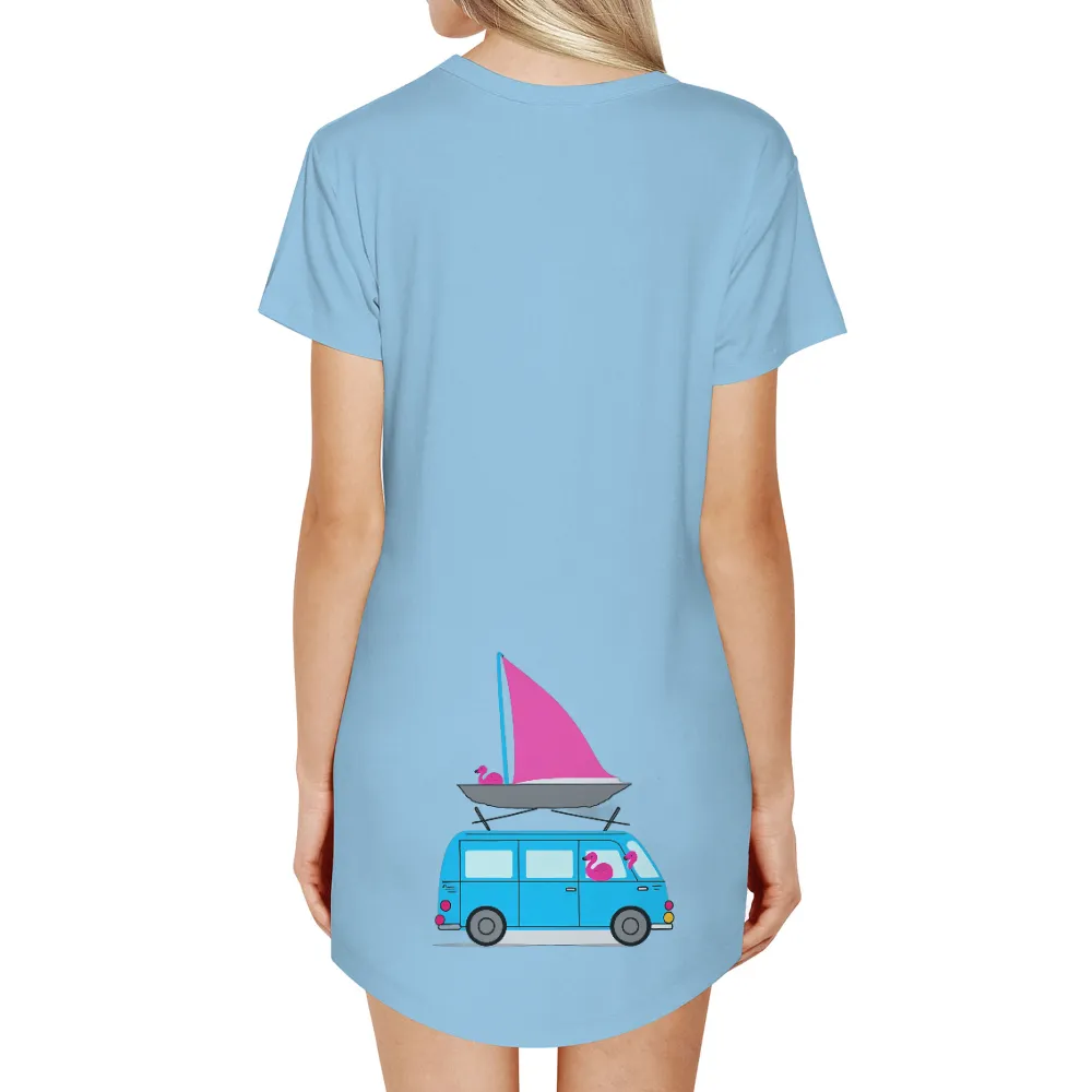 Graphic Tees: Adventure Wagon with Flamingos and Sailboat|stafford travel wrinkle free oxford shirts