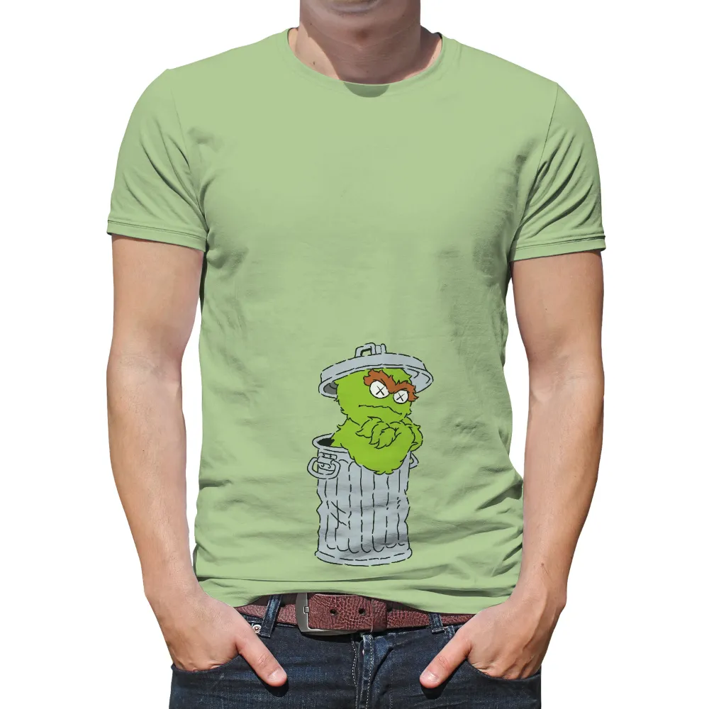 Custom T-Shirt Printing: Oscar the Grouch - Grumpy Yet Lovable|blue shirt cartoon character