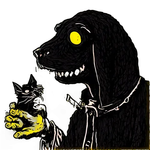 T-Shirts Pattern: Shadow Hound with Glowing Eyes