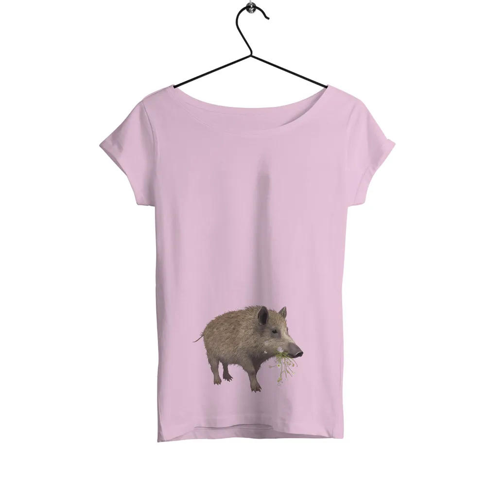 Wild Boar with White Flowers - Shirts Graphic Tees|t shirt painting on nature