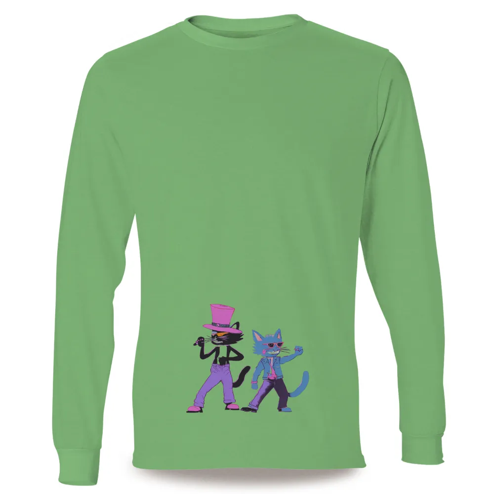 Graphic Tees: Neon Cats Adventure - Artistic Designs|neon green graphic tees women's