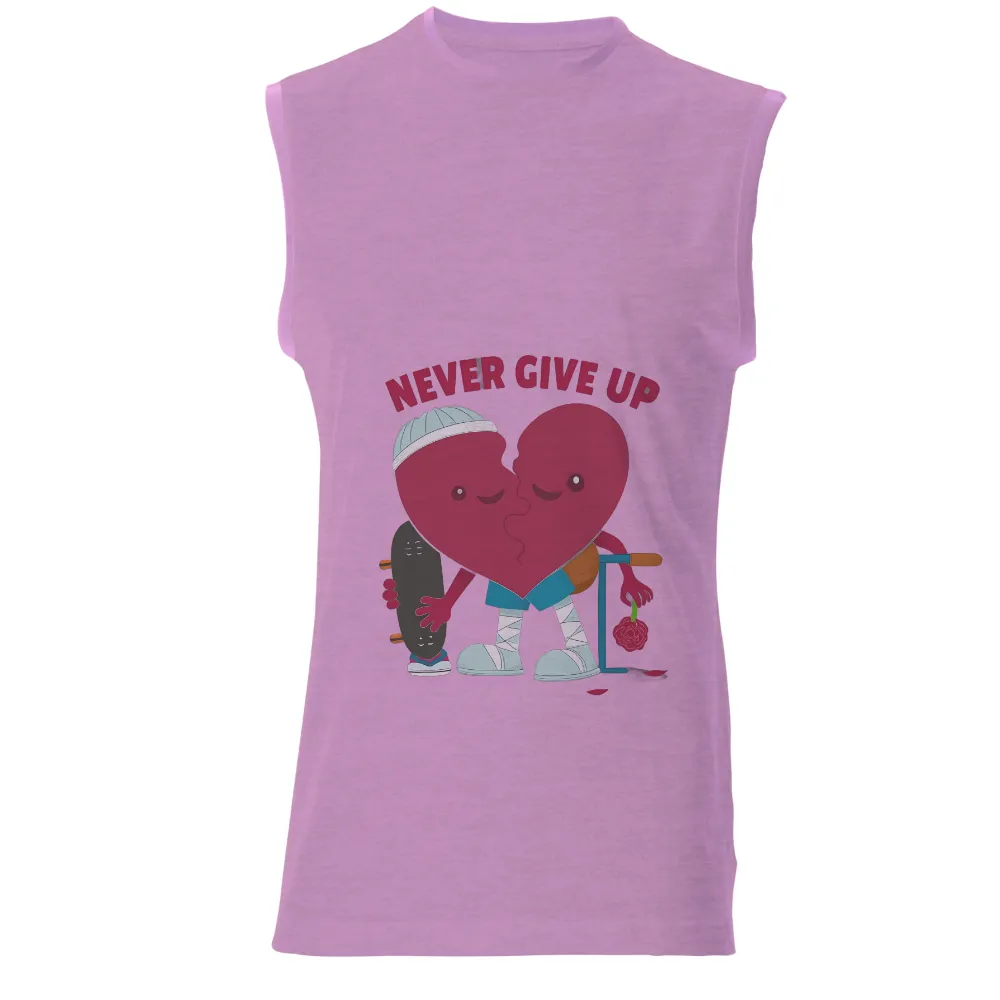 Graphic Tees: Never Give Up Heart Design|Heart with bandages