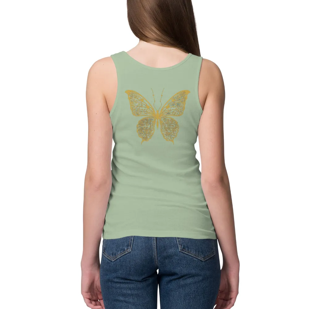 Tee Shirts Printed: Golden Butterfly - Artistic Transformation|latest shirt design 2022