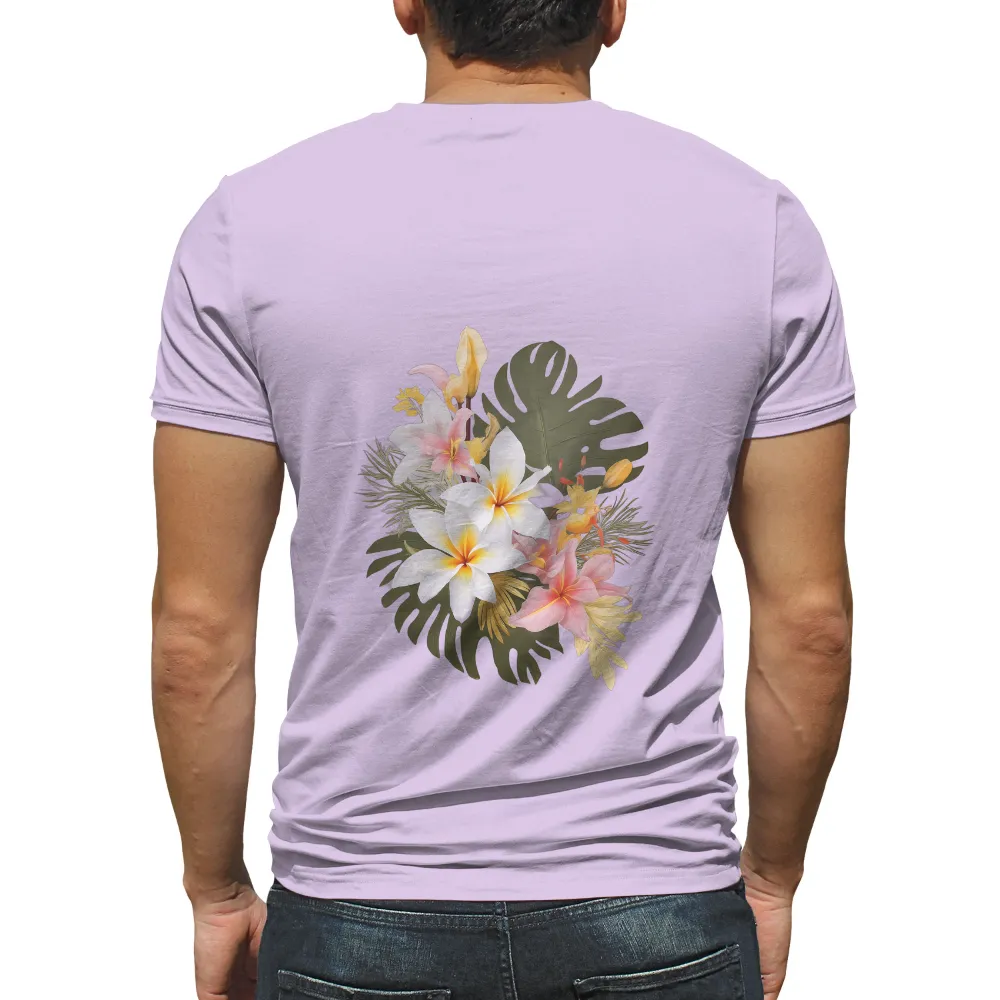 TShirt Design: Tropical Elegance with Plumeria and Lilies|exotic kills the pain shirt