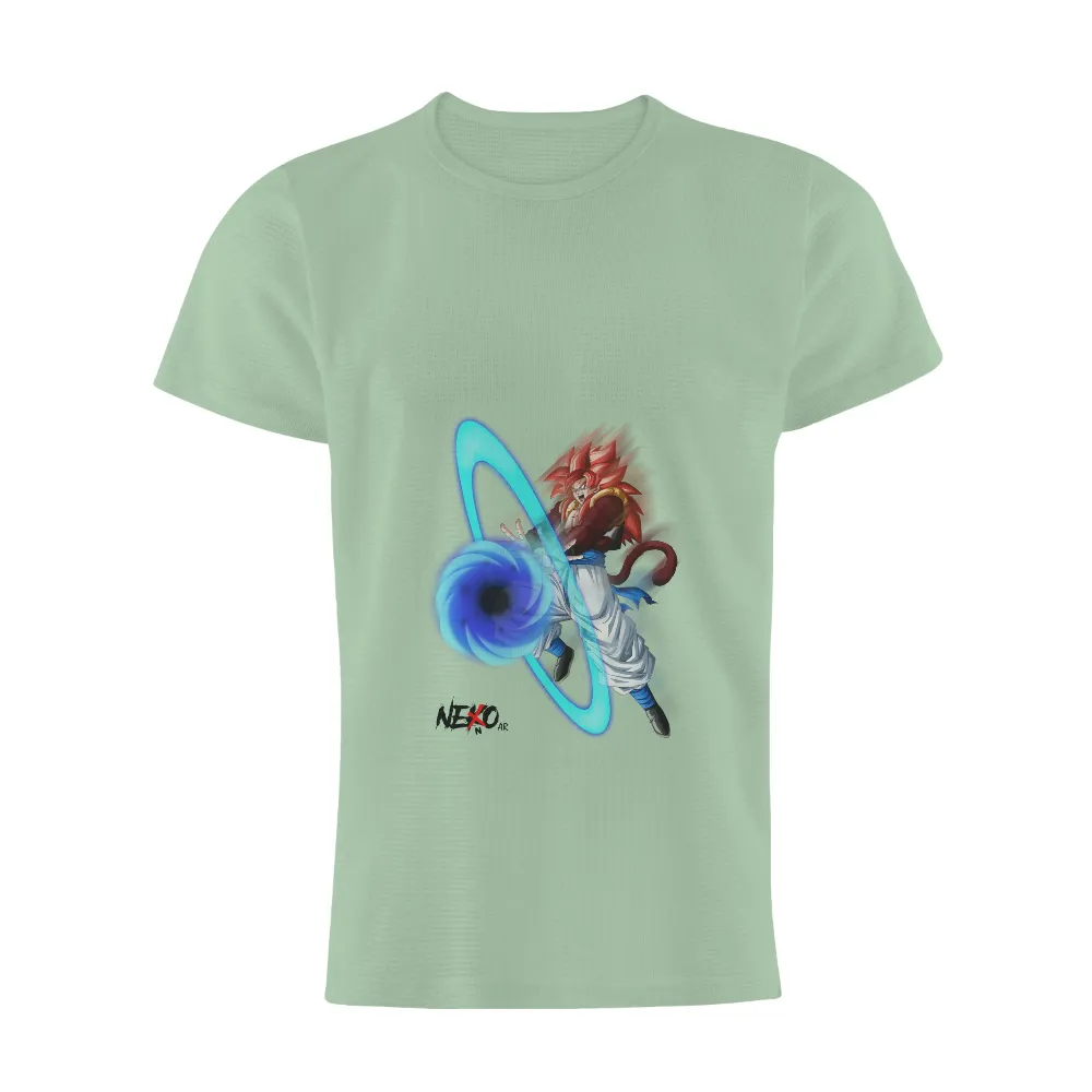 TShirt Design: Legendary Hero with Fiery Red Hair and Swirling Blue Energy|courage the cowardly dog t shirts