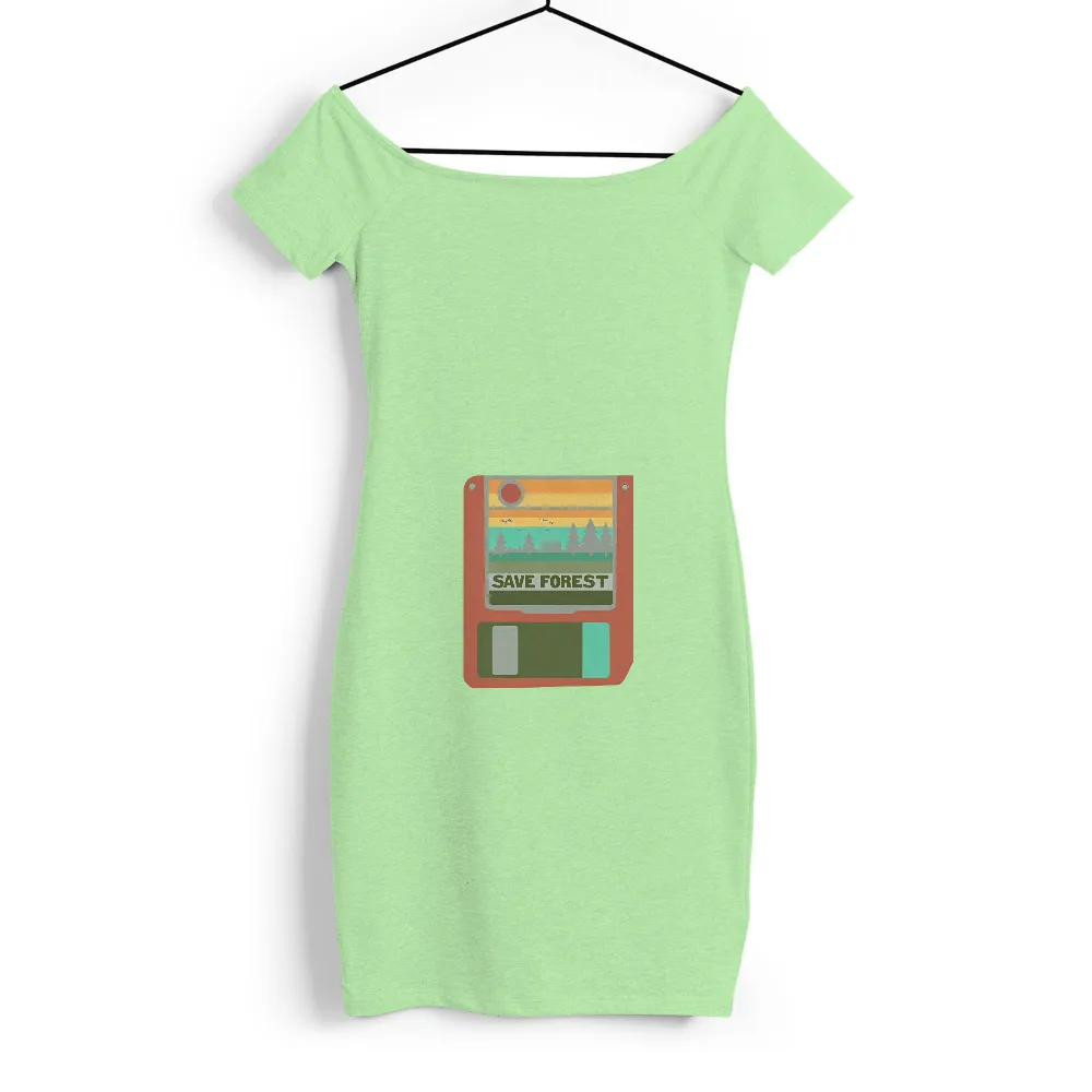 T-Shirts Custom: Save Forest Retro Floppy Disk Design| forest with tall trees