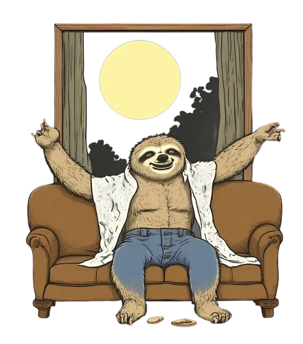 TShirt Design: Sloth Embracing the Moon - Life Theme