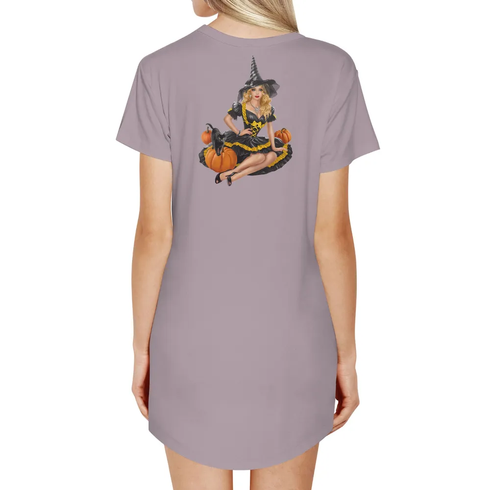 T-Shirts Design: Witchy Halloween Charm with Elara|men halloween t shirts for adults