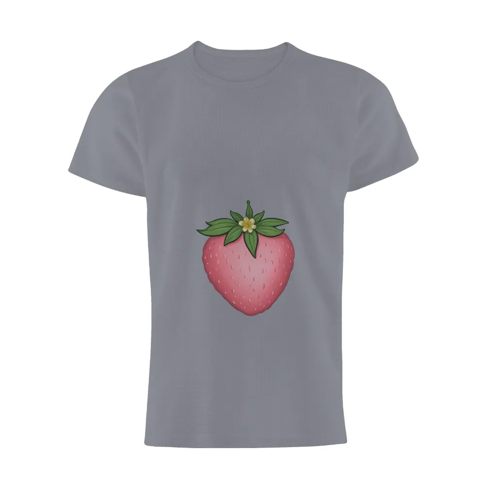 TShirt Design: Vibrant Pink Strawberry with Yellow Flower|strawberry shirt hot topic