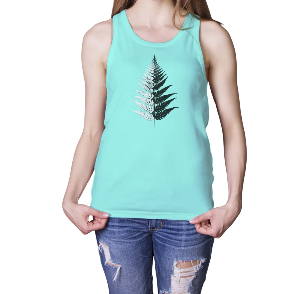 Tee Shirts Printed | Nature's Grace: Fern Leaf Design|Detailed fern leaf pattern