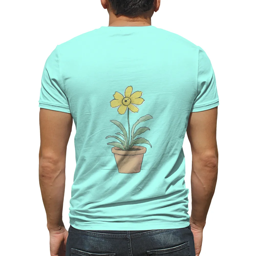 T-Shirts Pattern: Cheerful Yellow Flower in Terracotta Pot|simplicity t shirt pattern