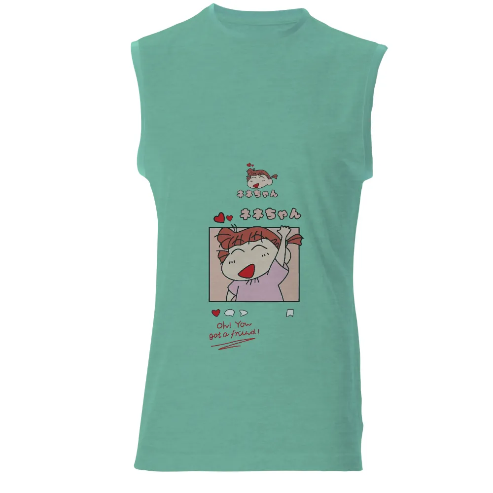 TShirt Design: Nene-chan - Friendship and Happiness|cartoon graphic drop shoulder tee