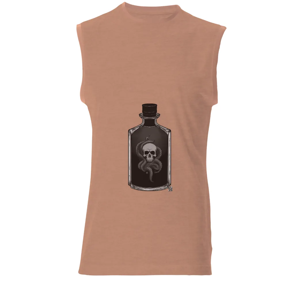 Shirts Graphic Tees: Dark Bottle with Skull and Tentacles|animal crossing skull shirt