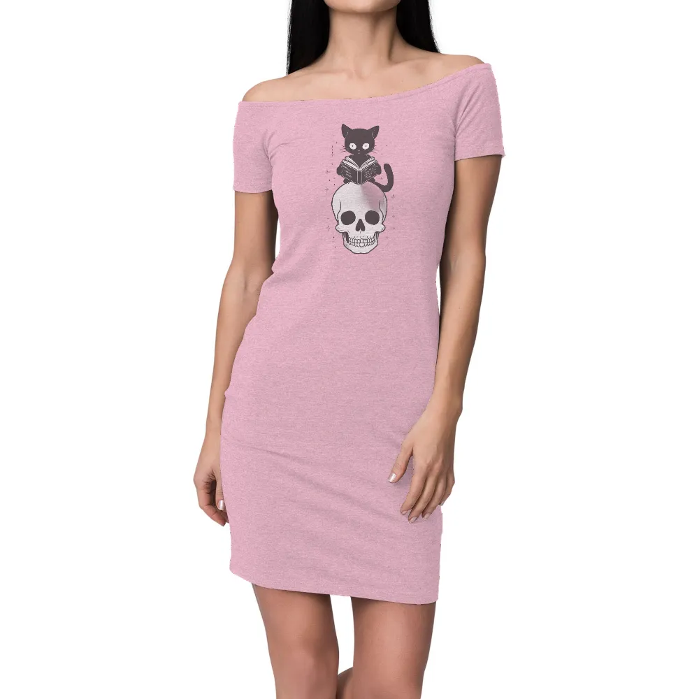 T-Shirt Printing: Whiskers the Scholarly Cat on a Skull|pirate skull hawaiian shirt