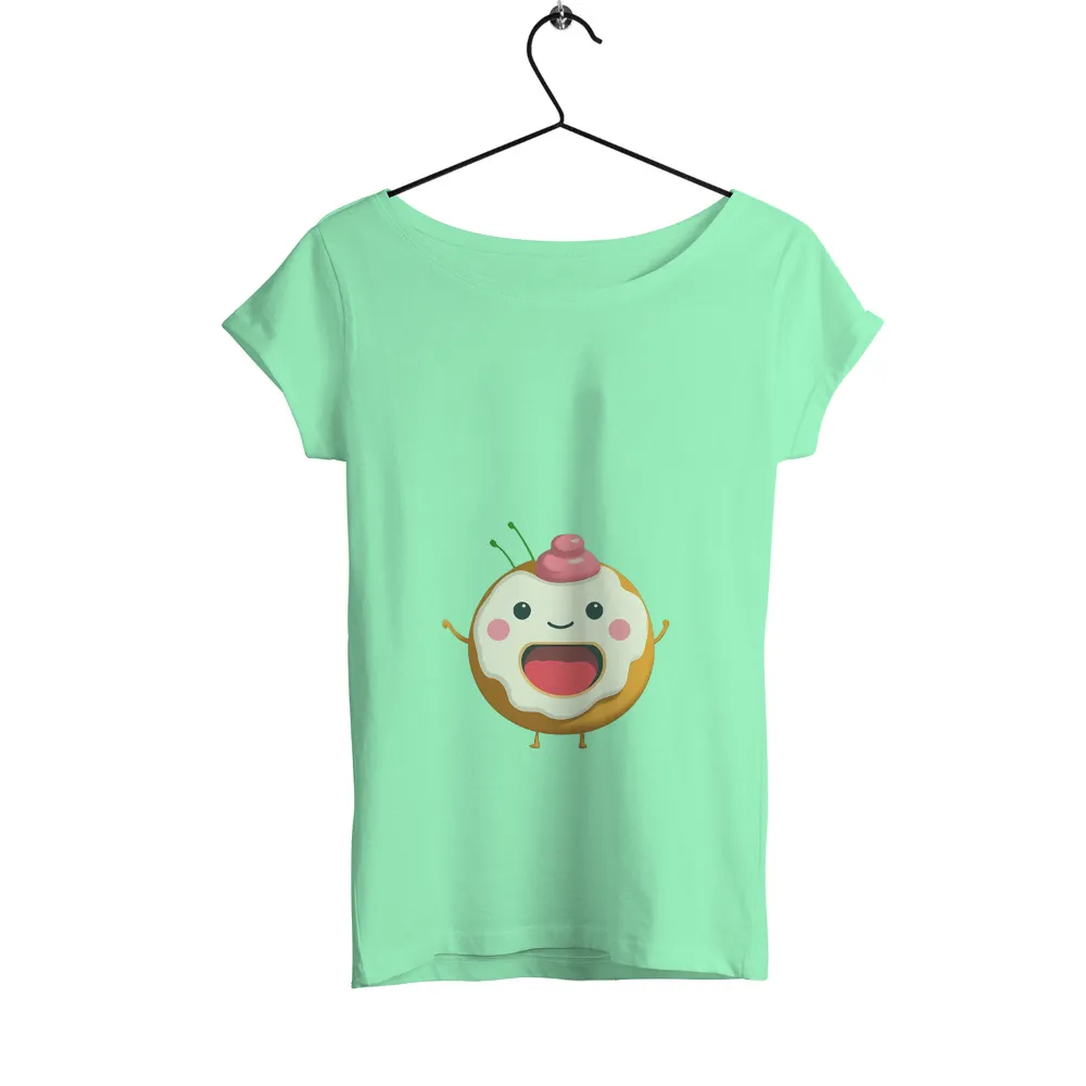 Custom T-Shirt Printing: Cheerful Donut with Cherry - Funny & Quotes|simple shirts to sew