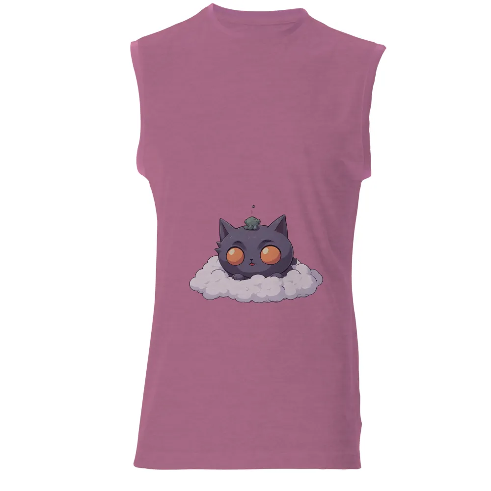 Charming Gray Cat on Cloud with Whimsical Design|women cute easter shirts