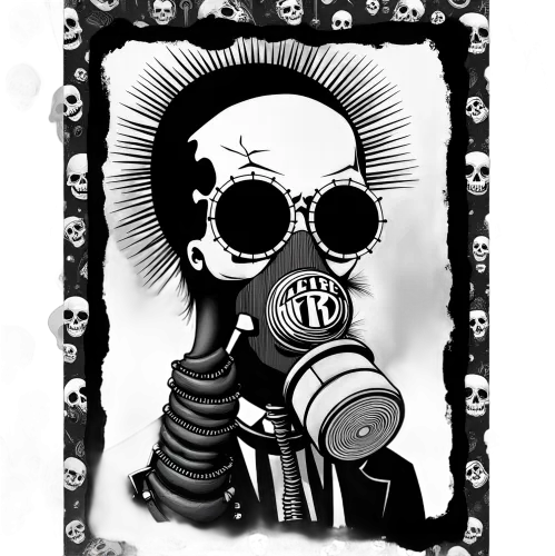 Graphic Tees: The Survivor - Monochrome Gas Mask Design